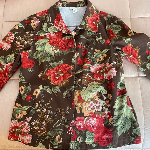 Appleseed's Floral Utility Jacket - Brown and Red - Picture 3 of 8